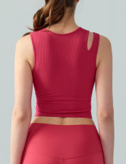Red Ribbed Spliced Yoga Vest Active Tank Top