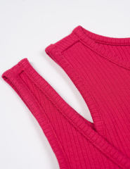 Red Ribbed Spliced Yoga Vest Active Tank Top