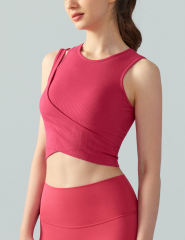 Red Ribbed Spliced Yoga Vest Active Tank Top