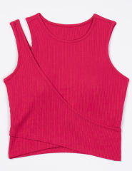 Red Ribbed Spliced Yoga Vest Active Tank Top