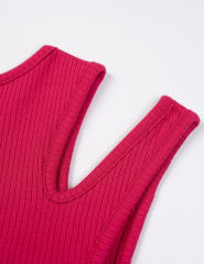 Red Ribbed Spliced Yoga Vest Active Tank Top