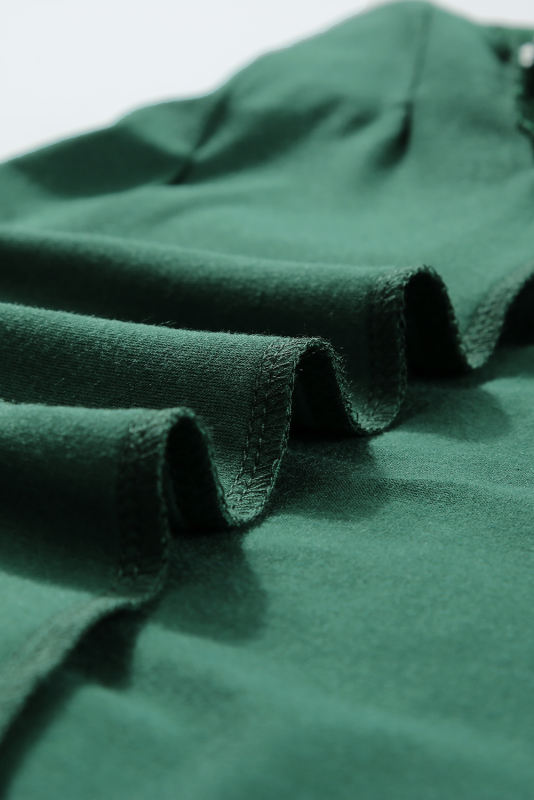 Blackish Green Seamed Detail Contrast Lace Raglan Sleeve Tee