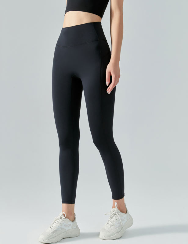 Black Solid Color Butt Lifting Fitness Legging