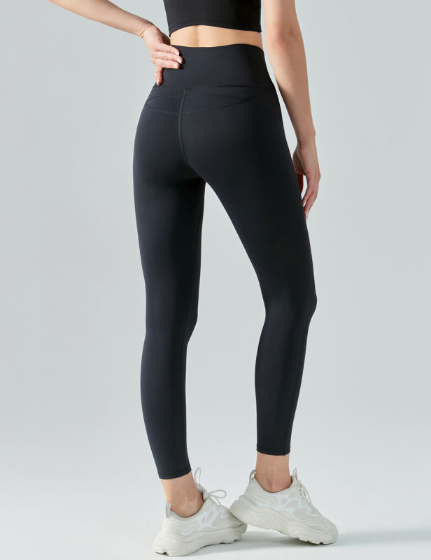 Black Solid Color Butt Lifting Fitness Legging
