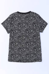 Black  Cheetah Print O-neck Short Sleeve T Shirt
