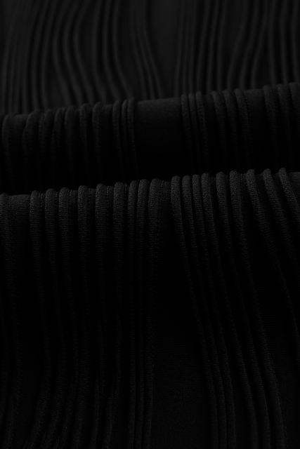 Black Wavy Texture Cap Sleeve Top