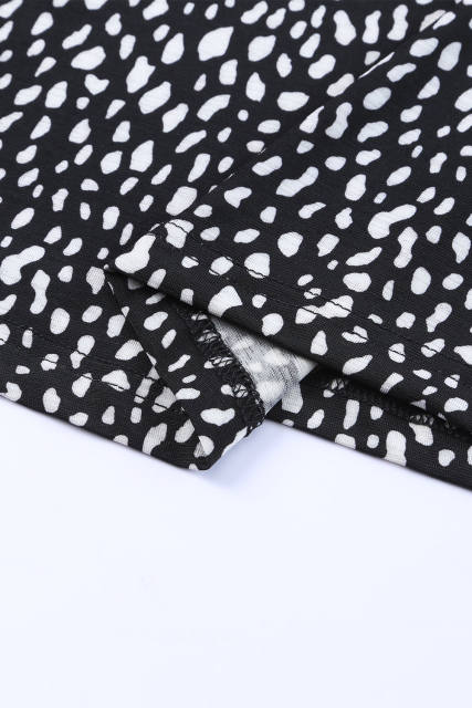 Black  Cheetah Print O-neck Short Sleeve T Shirt