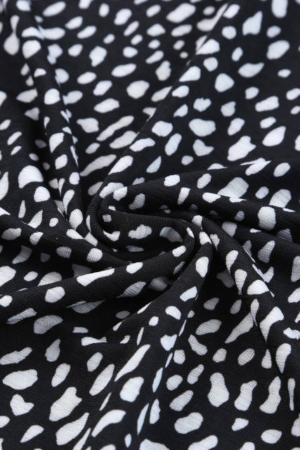 Black  Cheetah Print O-neck Short Sleeve T Shirt