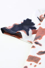 White Cow Pattern Print Short Sleeve V Neck T Shirt