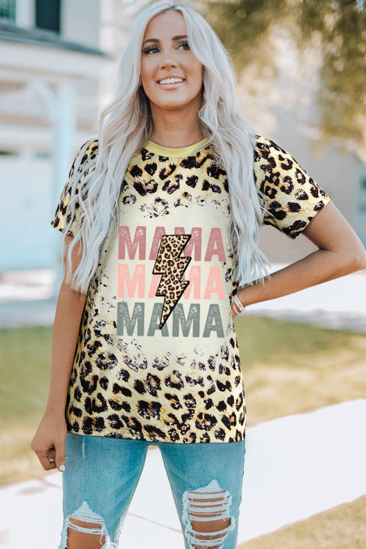 Leopard Bleached Lightning MAMA Graphic T Shirt