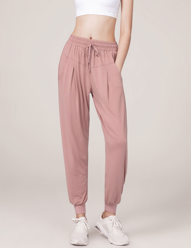 Pink Loose Fit High Waist Pocket Yoga Pants