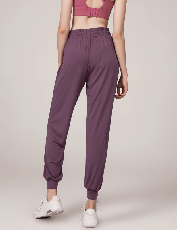 Purple Loose Fit High Waist Pocket Yoga Pants