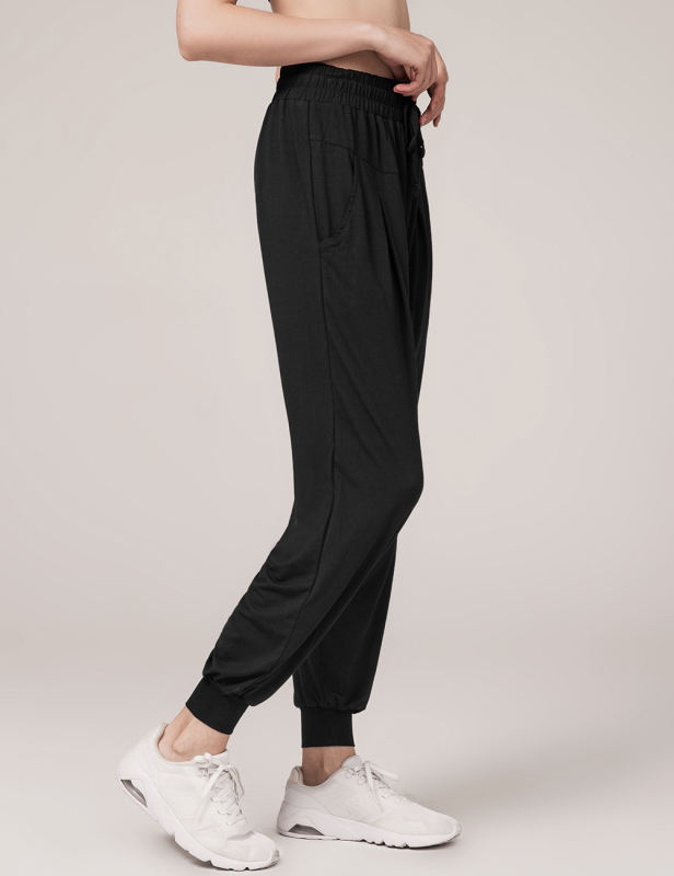 Black Loose Fit High Waist Pocket Yoga Pants