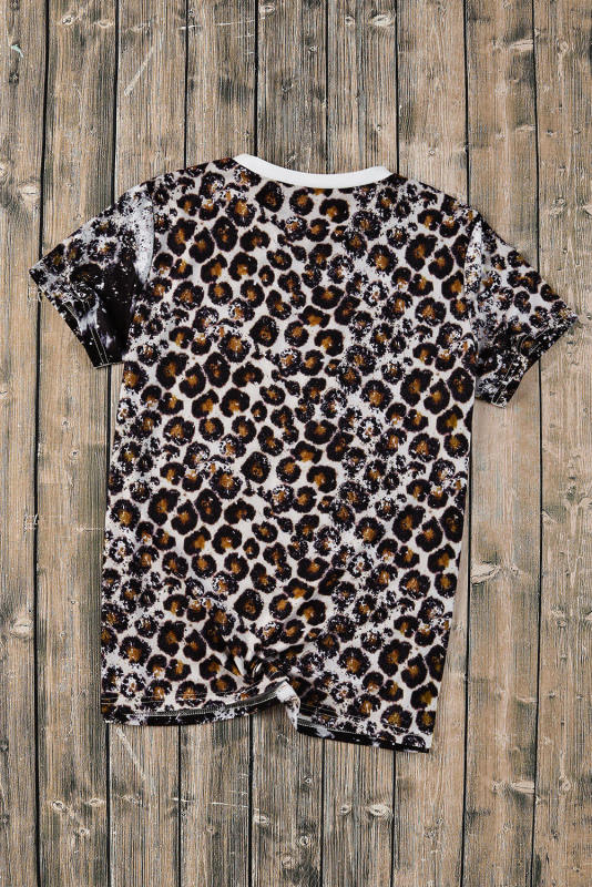 Leopard Bleached Tie Dye Texas Sunset Graphic T Shirt