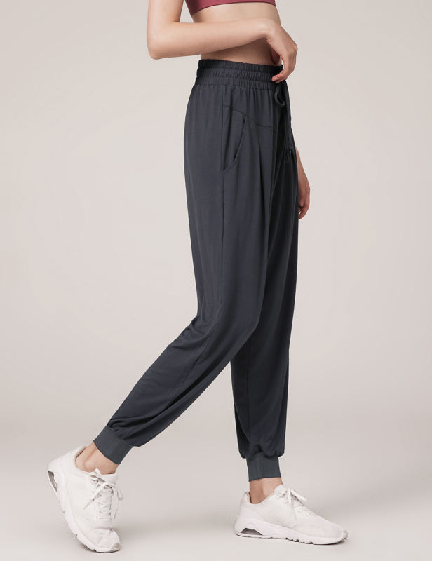 Grey Loose Fit High Waist Pocket Yoga Pants