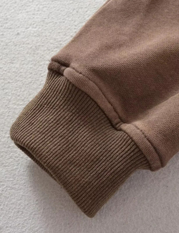 Coffee Zipper Front Crop Hoodie Jacket