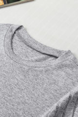 Gray Panel Rolled Short Sleeve Round Neck T Shirt