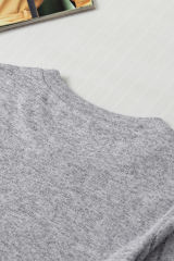 Gray Panel Rolled Short Sleeve Round Neck T Shirt