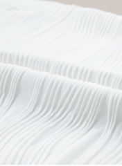 White Wavy Textured Mock Neck Cap Sleeve Top