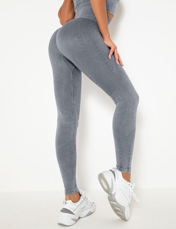 Grey Seamless Long Sleeve Top and Legging Yoga Set