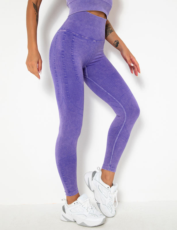 Purple Seamless Long Sleeve Top and Legging Yoga Set