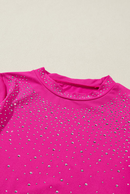 Rose Rhinestone Mesh Long Sleeve Bodysuit LC6421593-P6