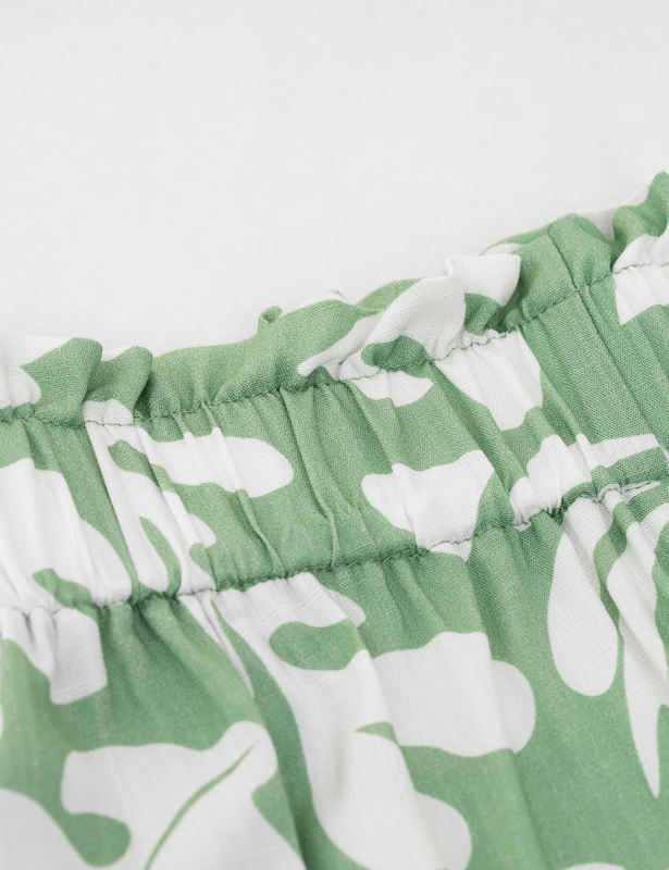 Green Abstract Print Tank Top and Pocket Shorts Set