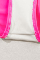 Rose Striped Patchwork Spaghetti Strap High Waist Bikini Swimsuit