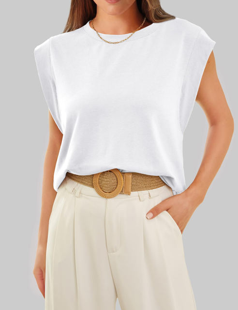 White Round Neck Short Sleeve Loose Fit T-shirt