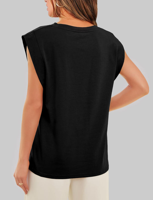 Black Round Neck Short Sleeve Loose Fit T-shirt