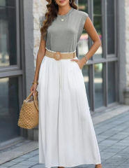 Gray Round Neck Short Sleeve Loose Fit T-shirt