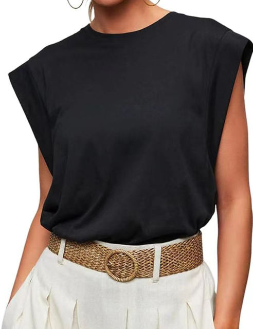 Black Round Neck Short Sleeve Loose Fit T-shirt