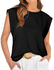Black Round Neck Short Sleeve Loose Fit T-shirt