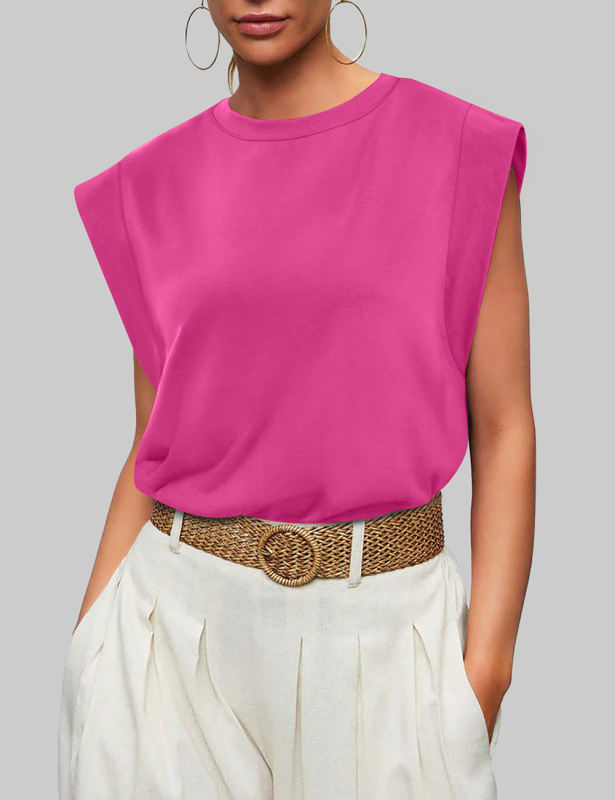 Rosy Round Neck Short Sleeve Loose Fit T-shirt