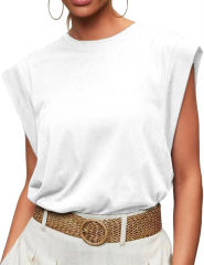 White Round Neck Short Sleeve Loose Fit T-shirt