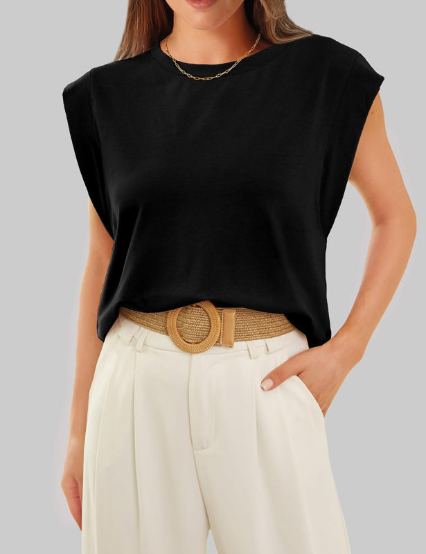 Black Round Neck Short Sleeve Loose Fit T-shirt