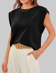 Black Round Neck Short Sleeve Loose Fit T-shirt