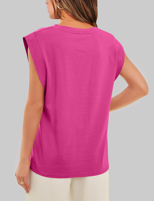 Rosy Round Neck Short Sleeve Loose Fit T-shirt