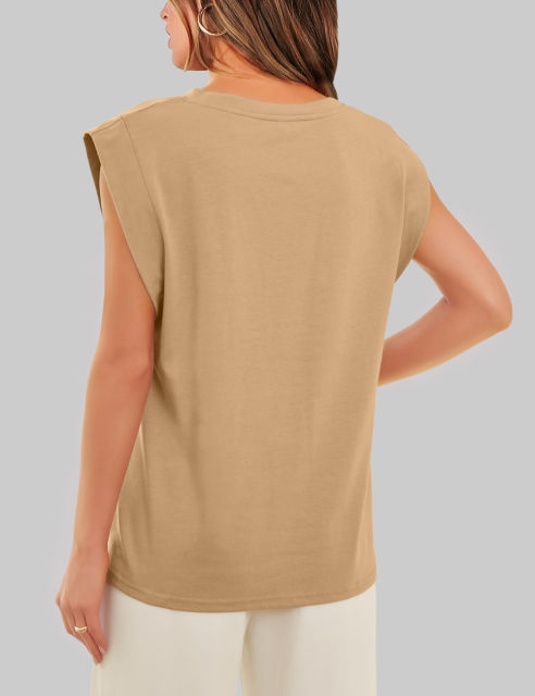 Apricot Round Neck Short Sleeve Loose Fit T-shirt