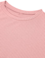 Pink Knit Short Sleeve Top and Pocket Shorts Set