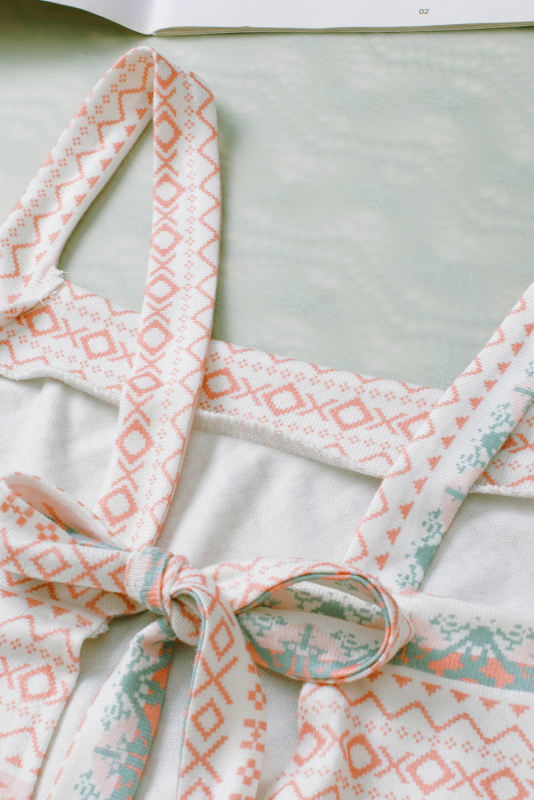 White Western Fashion Print Tie Back Spaghetti Strap Tank