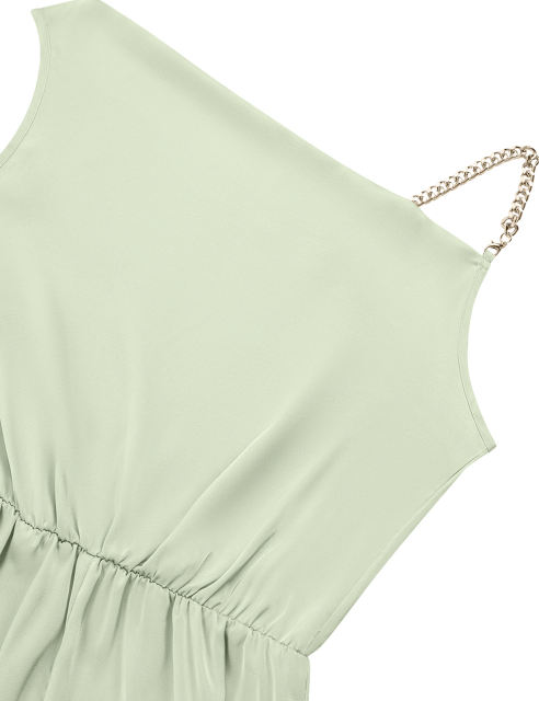 Green Solid Color Sleeveless Wide Leg Jumpsuit