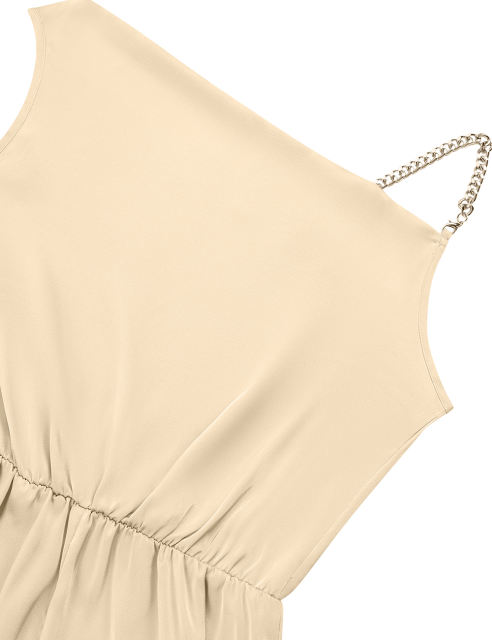 Apricot Solid Color Sleeveless Wide Leg Jumpsuit