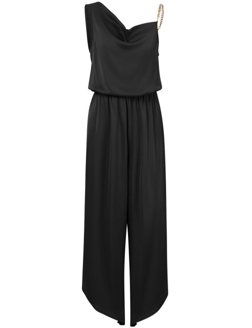 Black Solid Color Sleeveless Wide Leg Jumpsuit