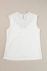 White Guipure Lace Crochet Keyhole Back Tank Top