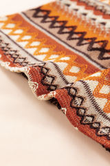 Orange Striped &amp; Geo Jacquard Knit Tank Top