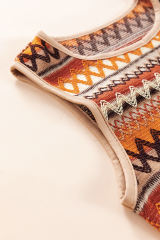 Orange Striped &amp; Geo Jacquard Knit Tank Top