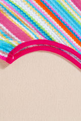 Rose Stripe Rainbow Eyelet Knit Button Decor Tank Top