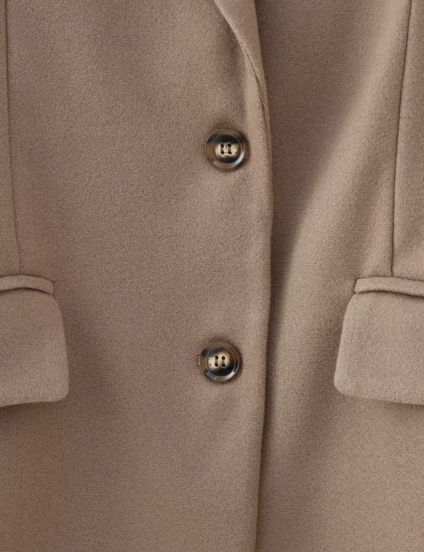 Camel Lapel Collar Long Sleeve Blazer with Tassels
