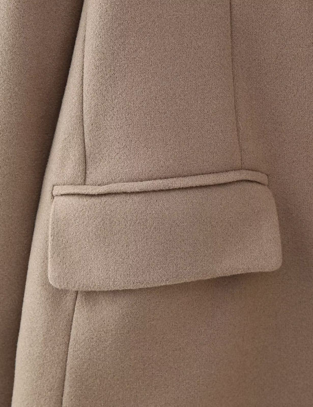Camel Lapel Collar Long Sleeve Blazer with Tassels